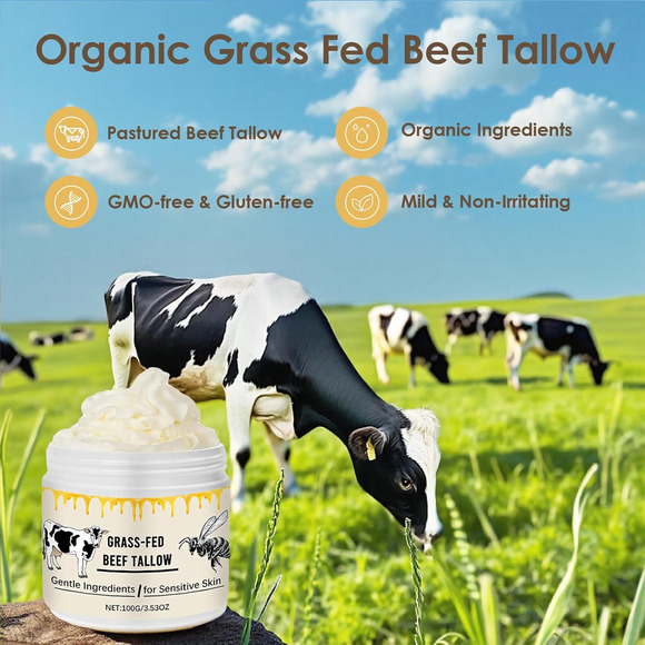 2 Pack Whipped Beef Tallow for Skin Organic Grass Fed Honey Moisturizer - Picture 3 of 12